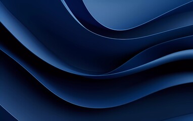 Canvas Print - Dark blue paper waving abstract banner design. Wavy vector background. generative ai