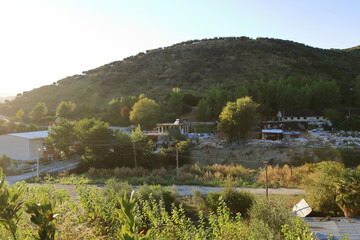 Wall Mural - Beautiful landscape near the city of Berat in Albania on a sunny evening