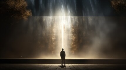 Wall Mural - person in the waterfall