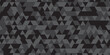 Abstract geometric black and gray background seamless mosaic and low polygon triangle texture wallpaper. Triangle shape retro wall grid pattern geometric ornament tile  vector square element.