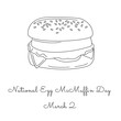 Great for celebrating National Egg McMuffin Day, this one line artwork