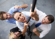 © M Moller/peopleimages.com - Office, people and woman climbing rope with effort, motivation and staff trust in team member for agency growth. Community, top view and professional person with determination, support and commitment