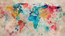 Abstract World Map Background. Colorful Map