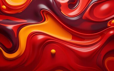 Aufkleber - red mustard abstract 3D fluid circle background. generative ai