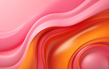 Poster - pink mustard abstract 3D fluid circle background. generative ai