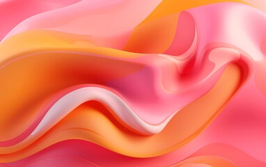 Poster - pink mustard abstract 3D fluid circle background. generative ai