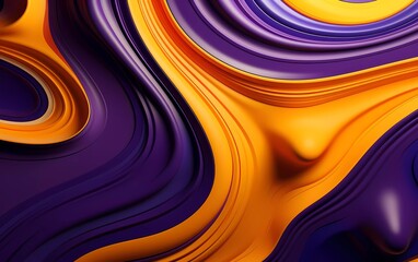 Poster - purple mustard abstract 3D fluid circle background. generative ai