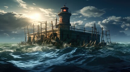 Wall Mural - lighthouse at night