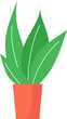 Green potted plant vector illustration, simple houseplant in orange pot for home decor.