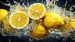 Water with yellow lemon fruit lime picture Ai generated art