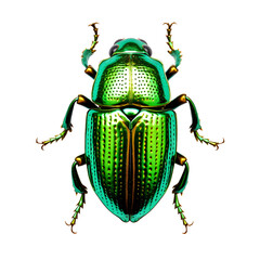 Green june beetle bug insect grub coleopteran fly entomology isolated on white or transparent background