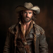 Fotografia con detalle de atractivo hombre con ropa de cowboy
