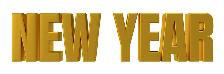 Sticker - New year gold text in 3d rendering isolated