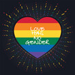 Grafika LGBTQ+ z sercem Love has no gender