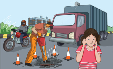 Illustration showing noise pollution