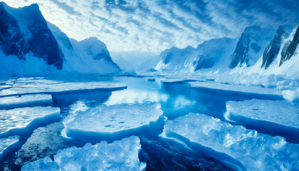 Sticker - Icebergs in Antarctica. Global warming and climate change concept.