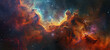 Vivid cosmic nebula, interstellar cloud of dust and gas. Space exploration and astronomy.