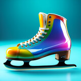 Fototapeta Tęcza - colorful cool ice skate shoe mockup, png file of isolated cutout object with shadow on transparent blue background