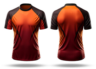 Sports jersey template mockup with front and back views, isolated on transparent background, ai generative
