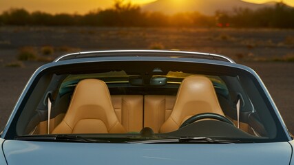 Wall Mural - Windshield of a blue car