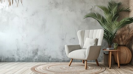 Wall Mural - Comfortable armchair near window in living room, ai generative