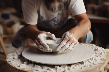 Artisan Crafting Pottery on a Wheel