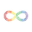 Infinity rainbow symbol with dots. Autism pride symbol with round shape vector illustration. infinity sign in rainbow spectrum colors. Neurodiversity awareness and acceptance.