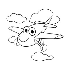 Airplane flying in the sky coloring page - coloring book for kids