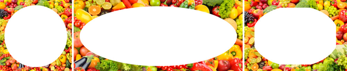 Sticker - Collection of frames from fruits, vegetables, berries.