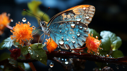 Wall Mural - colorful butterflies perched on plants