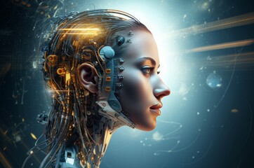 Poster - Automated Machine learning concept. Computer system. Generate Ai