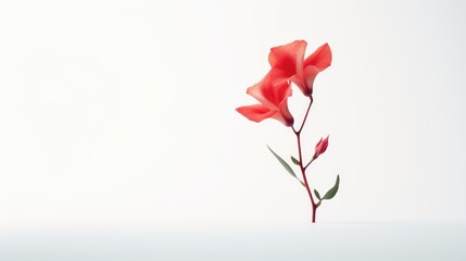 Red flower isolated on white background with copy space for your text.