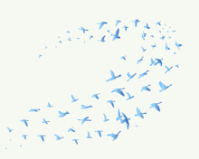 Blue Bird Gradient Watercolor Flock Of Birds Flying