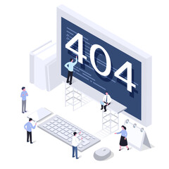 Wall Mural - isometric design illustration ,404 error page design concept with business people