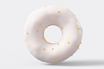 Chocolate glazed donut with sprinkles on a white background