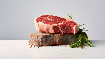 Piece of Meat Resting on Rock, Close-up Shot of Meat on Grey Stone Surface