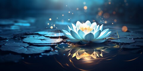 Wall Mural - Zen lotus on the surface of the water.