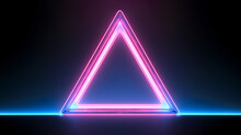 The Image Depicts A Vibrant Neon Pentaprism-shaped Frame Glowing In Pink And Blue Hues On A Dark Background.Background Concept. AI Generated.