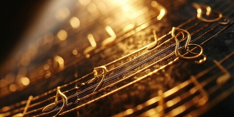Poster - A close-up view of a musical note placed on a table. Perfect for music-related projects or designs