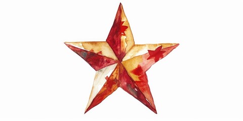 Poster - A beautiful watercolor painting of a red and white star. Perfect for adding a touch of elegance and creativity to any project or design