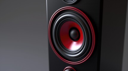 Poster - A close up view of a speaker on a stand. This image can be used to depict public speaking, presentations, or conferences