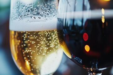 Aufkleber - Two glasses of wine seen in a close-up shot. Ideal for use in wine-related articles or advertisements