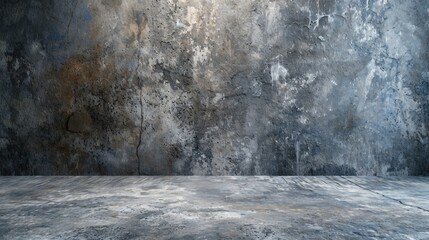 Poster - A simple, minimalistic image of an empty room with a concrete wall and floor. Ideal for interior design projects or architectural concepts