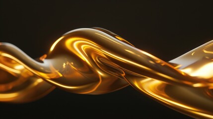 Poster - A shiny golden object is depicted on a black background. This image can be used for various purposes