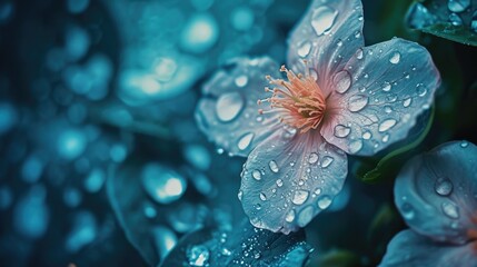 Canvas Print - A detailed view of a flower with glistening water droplets. Perfect for nature enthusiasts and gardening enthusiasts