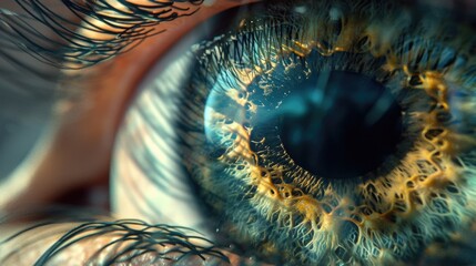 Poster - A close up of a person's blue eye. Can be used to represent concepts such as beauty, vision, or emotions