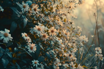 Poster - A beautiful bunch of white flowers in a field. Perfect for adding a touch of nature to your designs or projects