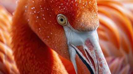 Poster - A detailed view of a flamingo's head and long neck. Perfect for nature enthusiasts and birdwatchers