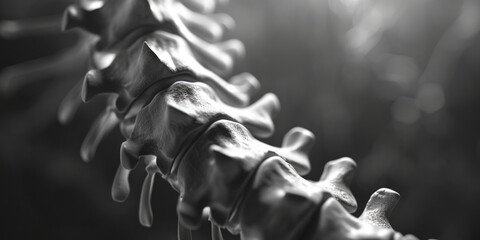 Poster - A detailed black and white photo of a spine. Ideal for medical and educational purposes