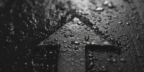 Poster - A black and white photo capturing a rain-covered street. Perfect for adding a moody atmosphere to any project